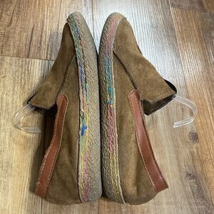 OVELO Vegan suede Comfy Slip On Loafers with rainbow stitching  Size 42